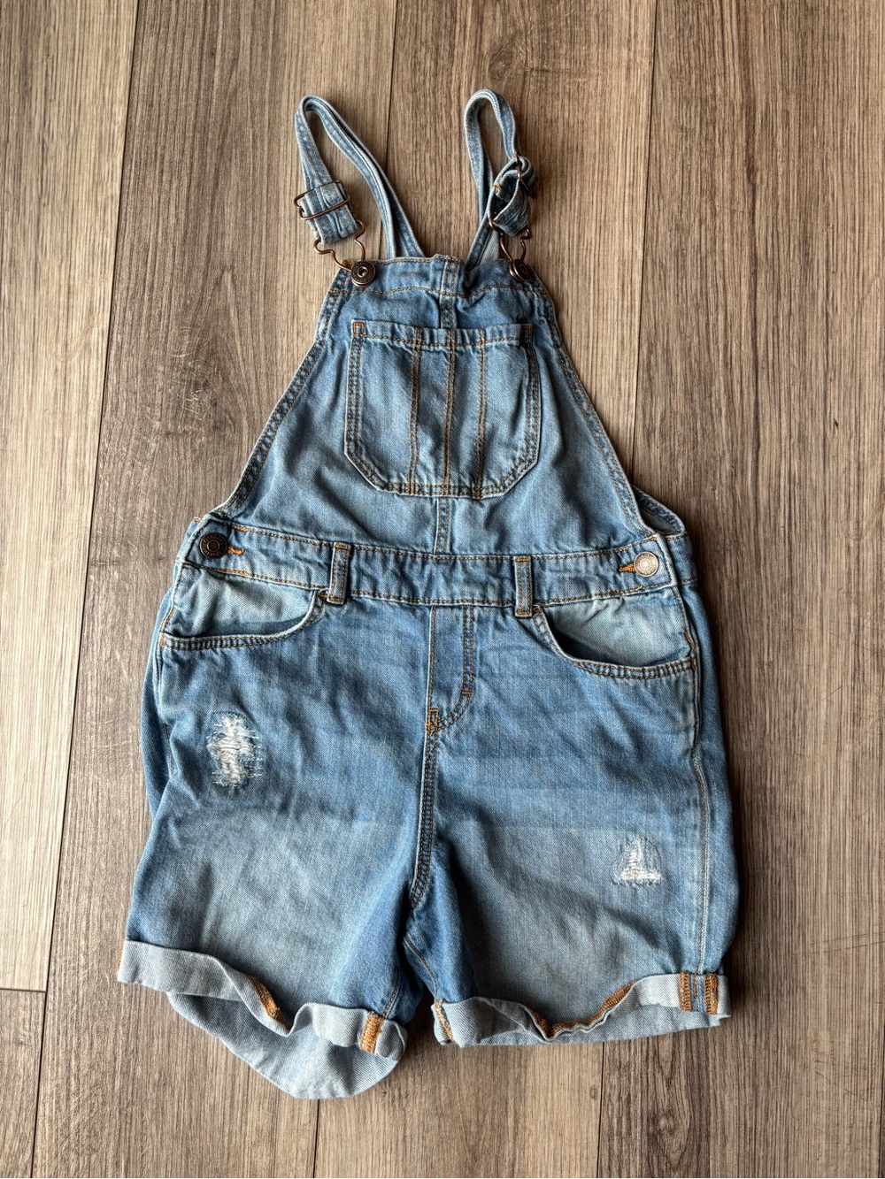 OshKosh B'gosh Washed Blue Denim Short Overalls